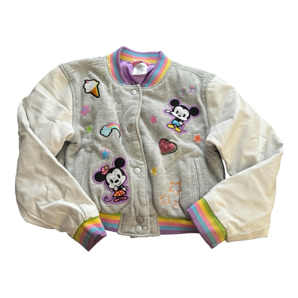 Disney Gray and White Kids Jacket with Rainbow Accents